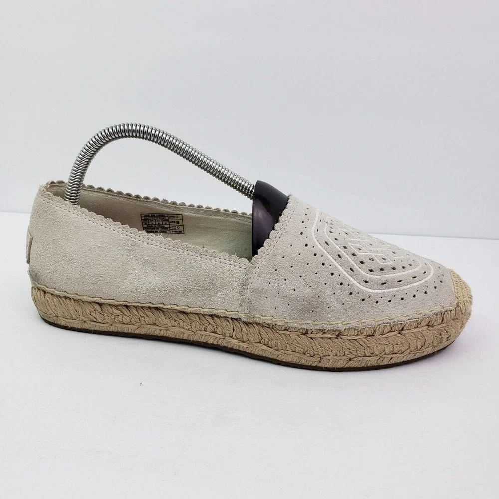 UGG Heidi Jasmine Perf Womens Size 10 Beige Suede Slip On Espadrille Loafer Shoe